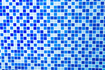  Swimming pool with blue mosaic tiles texture. background. 