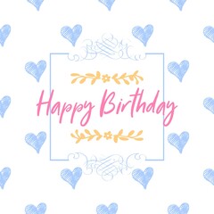 Happy birthday retro vector illustration for celebration various different background, invitation card, houshold element, party related item