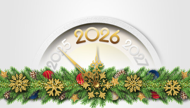 2026 Happy New Year in golden design, Holiday greeting card design.