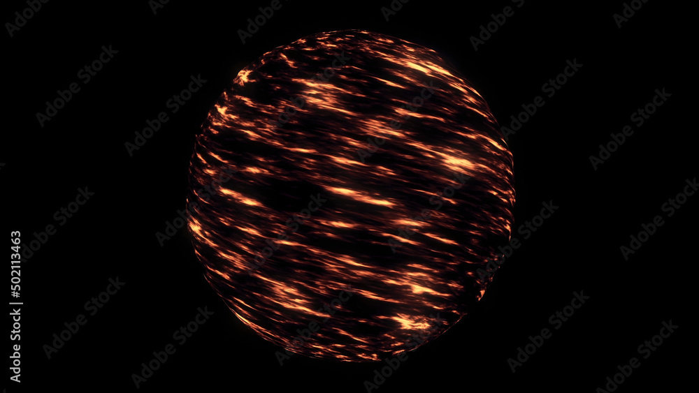 Poster a red magma planet in the solar system rotating isolated on black background, seamless loop. animati