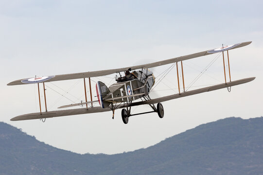 Avalon, Australia - February 28, 2015: Bristol F.2 Fighter (replica) British two-seat biplane fighter and reconnaissance aircraft of the First World War.