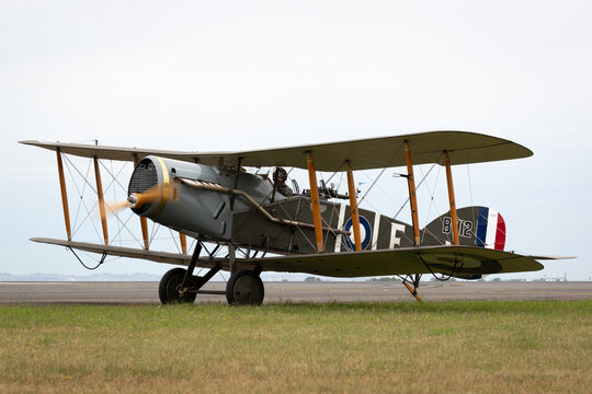Avalon, Australia - February 28, 2015: Bristol F.2 Fighter (replica) British two-seat biplane fighter and reconnaissance aircraft of the First World War.