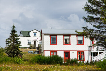 Summer day in village of Hrisey in Iceland