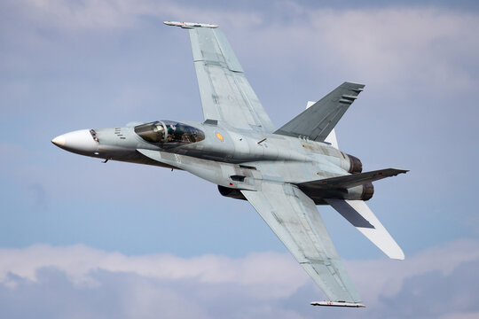 Avalon, Australia - February 28, 2015: Royal Australian Air Force (RAAF) McDonnell Douglas F/A-18A Hornet multirole fighter aircraft A21-3 from 3 Squadron RAAF Williamtown.