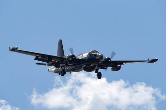 Avalon, Australia - February 21, 2015: Former Royal Australian Air Force Lockheed SP-2H Neptune maritime patrol and anti submarine warfare aircraft VH-IOY.