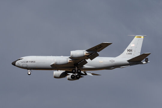 Avalon, Australia - February 22, 2015: United States Air Force (USAF) Boeing KC-135R Stratotanker aerial refueling aircraft from the 203rd Air Refueling Squadron, 154th Wing.