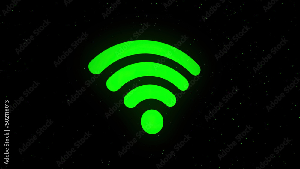 Poster wifi icon animation. animation. wi fi icon that crumbles into rotating dots
