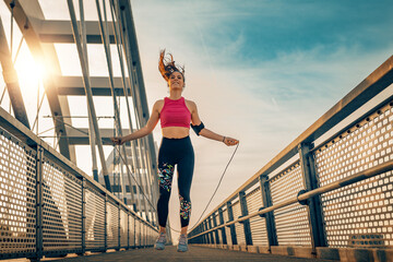 Woman doing workout outdoors