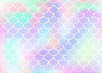 Gradient scale background with holographic mermaid.