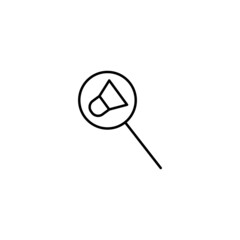 Outline symbols in flat style. Modern signs drawn with thin line. Editable strokes. Suitable for advertisements, books, internet stores. Line icon of loud speaker under magnifying glass