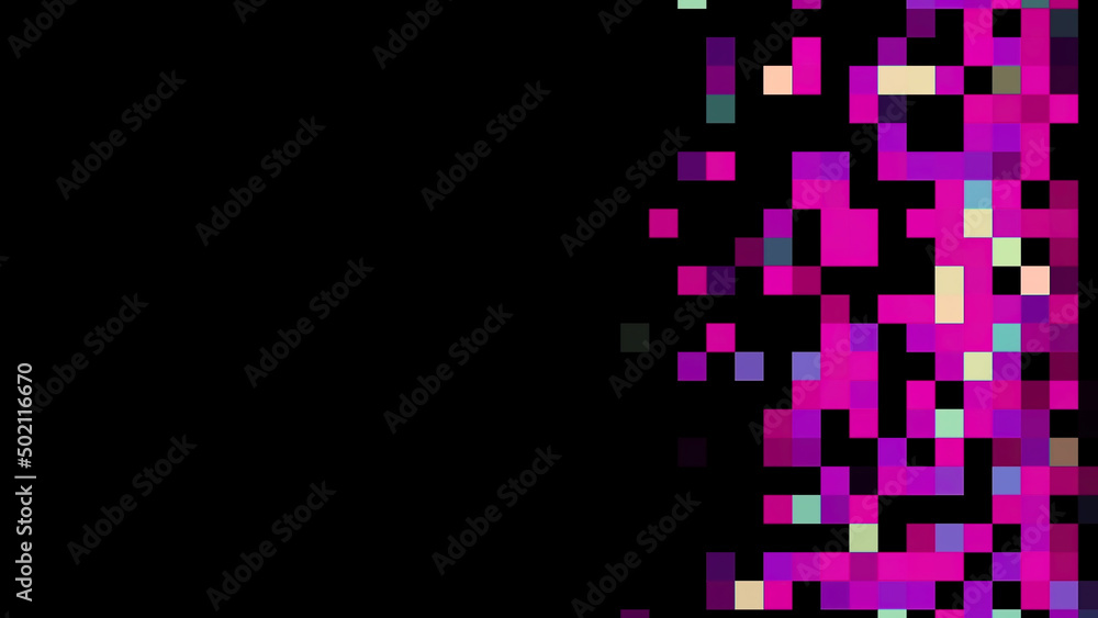 Poster unique abstract pixel animation. animation. abstract animation of multicolored pixel spot moving hor
