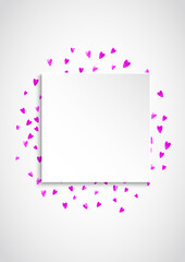 Valentine Day Texture. Abstract Voucher For Girl. Graphic Frame. Rose Art Painting. February Backdrop For Gift. Pink Random Border. Red Valentine Day Texture.