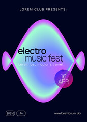 Electro Party. Jazz Trance Event. Wave Glitch For Set. Futuristic Background For Presentation Shape. House And Show Concept. Purple And Turquoise Electro Party