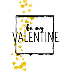 Valentine Day Glitter. Romantic Voucher For Celebration. Graphic Frame. Golden Happy Wallpaper. Modern Banner For Couple. Gold Grunge Border. Yellow Valentine Day Glitter.