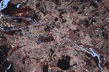 Berlin City Capital Of Germany Vector Extremely Detailed Map Abstract Background. Technology Cartographic City Transport System Map Includes Very High Details Of Buildings Roads And Water Objects © yamonstro