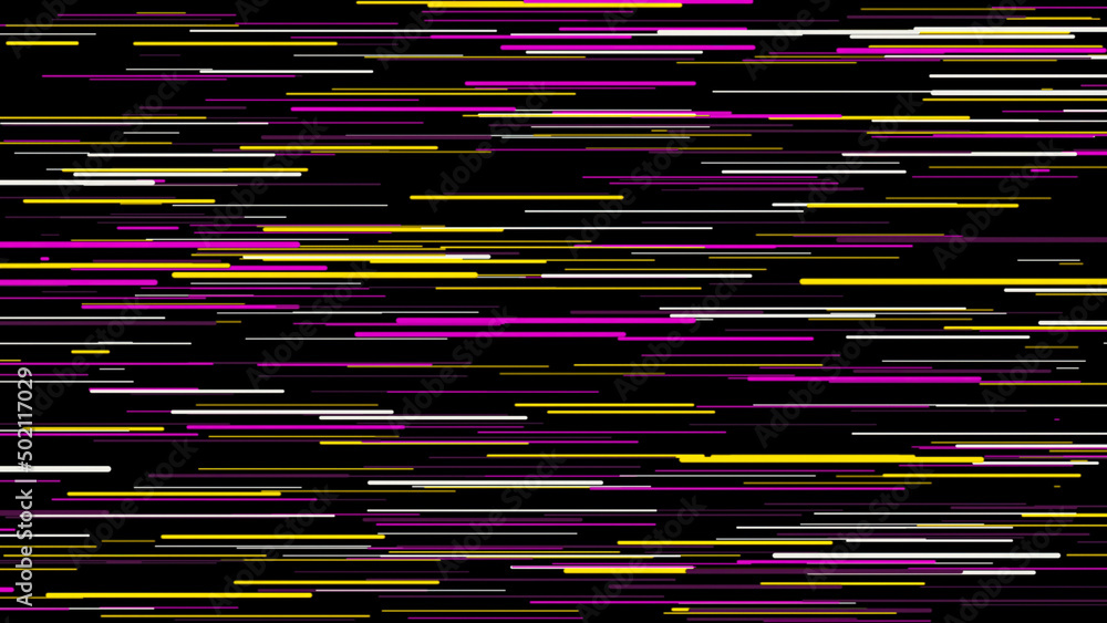 Aufkleber abstract animation of bright neon rays of different sizes flying horizontally on the black backgroun