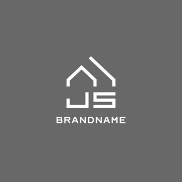 Monogram JS house roof shape, simple modern real estate logo design