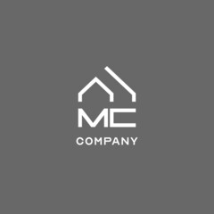 Monogram MC house roof shape, simple modern real estate logo design - obrazy, fototapety, plakaty