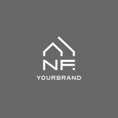 Monogram NF house roof shape, simple modern real estate logo design