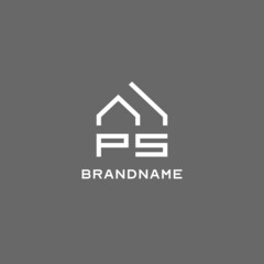 Monogram PS house roof shape, simple modern real estate logo design