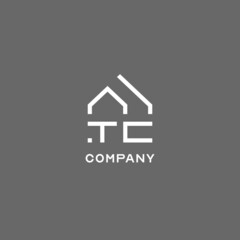 Monogram TC house roof shape, simple modern real estate logo design - obrazy, fototapety, plakaty