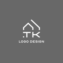 Monogram TK house roof shape, simple modern real estate logo design