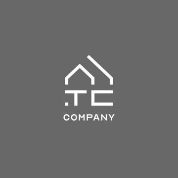Monogram TC house roof shape, simple modern real estate logo design