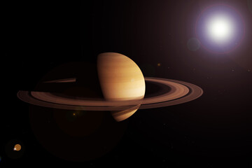 Planet Saturn on a dark background. Elements of this image furnished by NASA