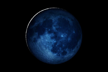 Moon in blue on a dark background. Elements of this image furnished by NASA