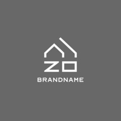 Monogram ZO house roof shape, simple modern real estate logo design - obrazy, fototapety, plakaty