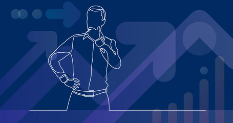 continuous line drawing of standing man concerning