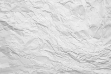 white crumpled paper texture background.