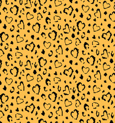 Seamless leopard heart pattern, animal print.