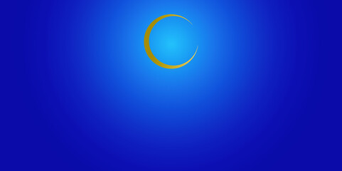 golden crescent moon , on a blue background with clouds and lights.  Vector illustration design. Vector illustration design. celebrate success background.