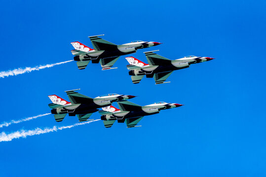 United States Air Force Thunderbirds flying in formation 
