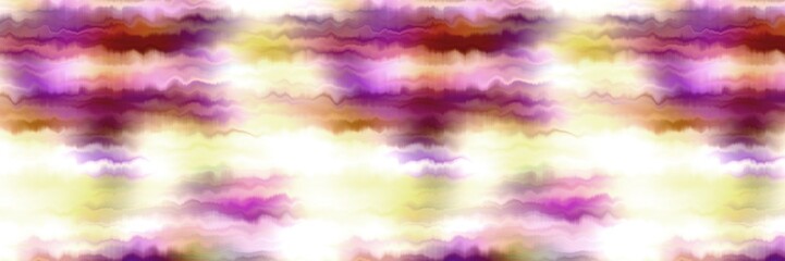 Funky summer ombre tie dye batik stripe border pattern. Seamless stain space dyed striped effect fashion trim edging. Washed out boho beach wear ribbon endless tape.