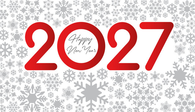 2027 Happy New Year in golden design, Holiday greeting card design.