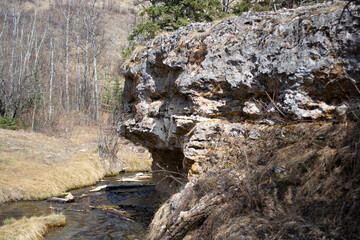 Spring Rock Formation from Minerals - Stream Rock Carved