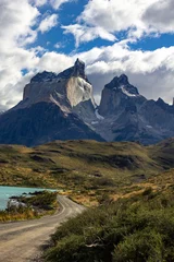 Wall murals Cordillera Paine Road to the viewpoint Los Cuernos , Torres del Paine national park in chilean Patagonia