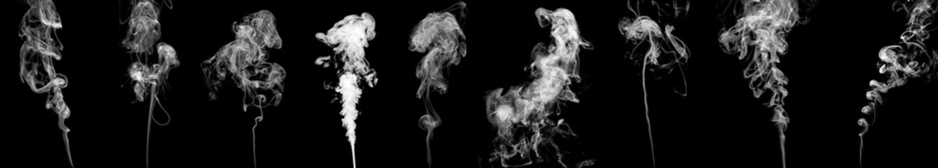Set of smoke on black background - obrazy, fototapety, plakaty