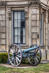 Fototapeta na wymiar old military cannon outside Cobourg court house ontario