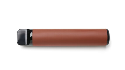 Modern disposable electronic cigarette on white background