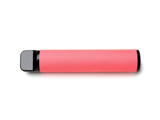 Modern disposable electronic cigar on white background