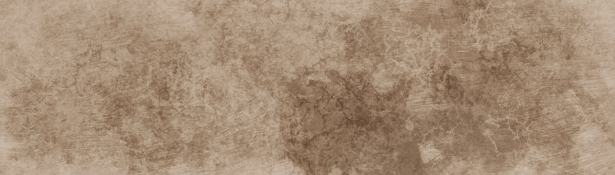 Brown grunge background texture. Old vintage sepia brown paper or wall. Textured earthy marbled pattern background design. Elegant grungy layout with coffee or tea stained texture.