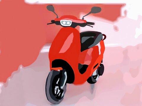 OLA ELECTRIC SCOOTER ILLUSTRATION DOWNLOAD STOCK IMAGES AND PHOTOS.RED OLA SCOOTER 