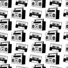 Music pattern of cassette tape and tape recorder.
