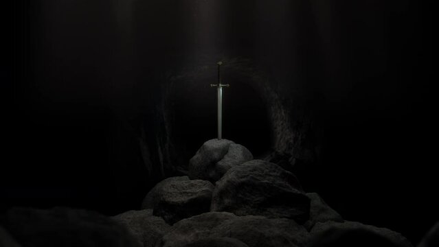 Sword in the stone, excalibur the sword of myth and King Arthur legend beautifully re-created in 4K
