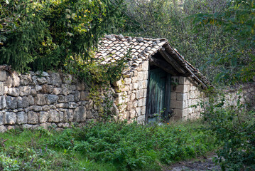 Ethereal view of entrance to farm in natural rural area in Ravna, Bulgaria.
