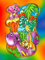 Cute and colorful dinosaurs