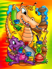 Cute and colorful dinosaurs